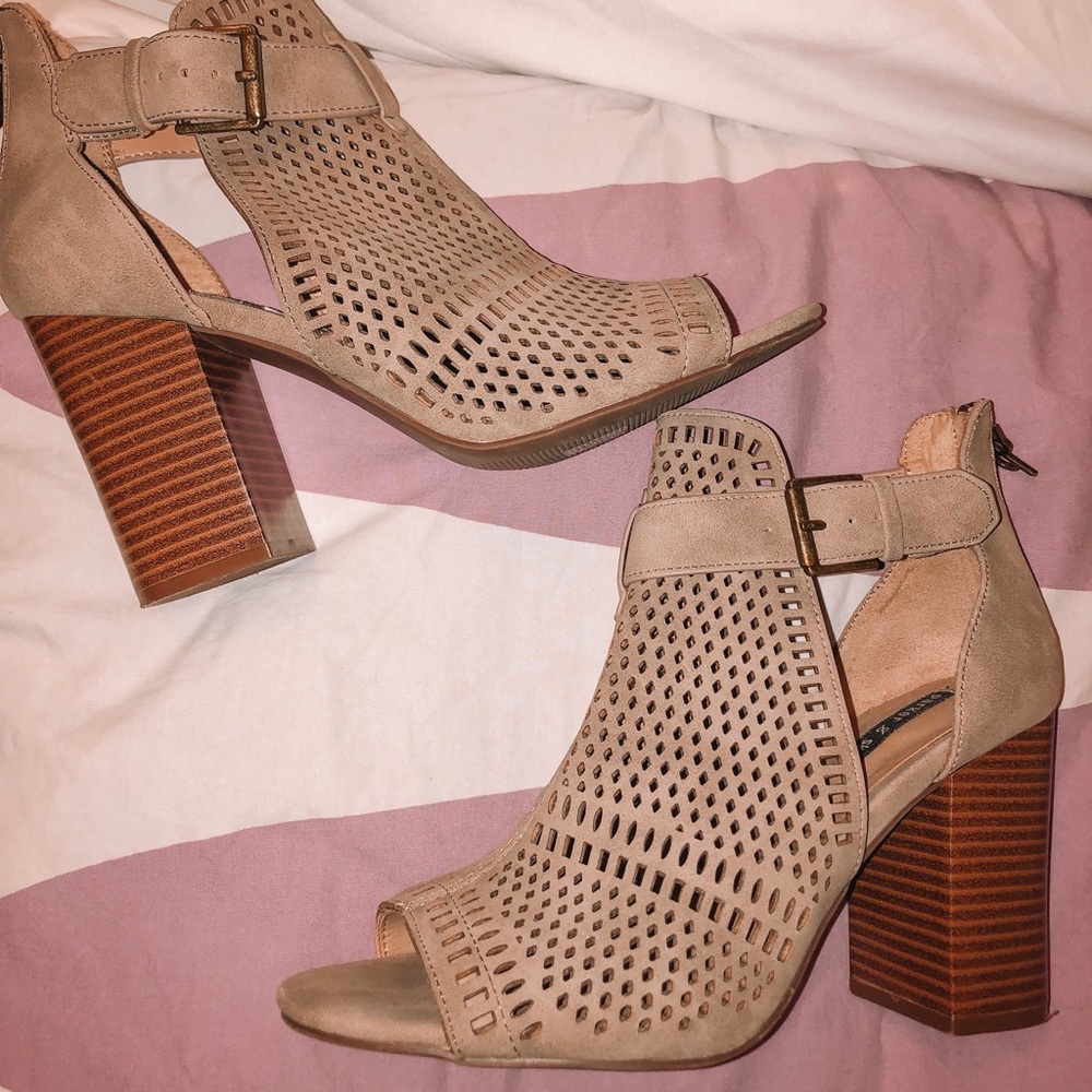 Parker and Sky peep toe heels